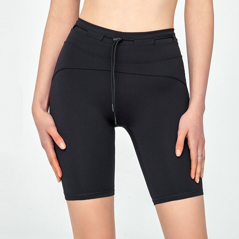 High Waist Drawstring Yoga Shorts