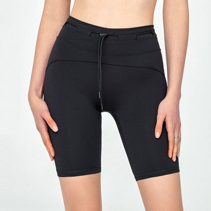 High Waist Drawstring Yoga Shorts