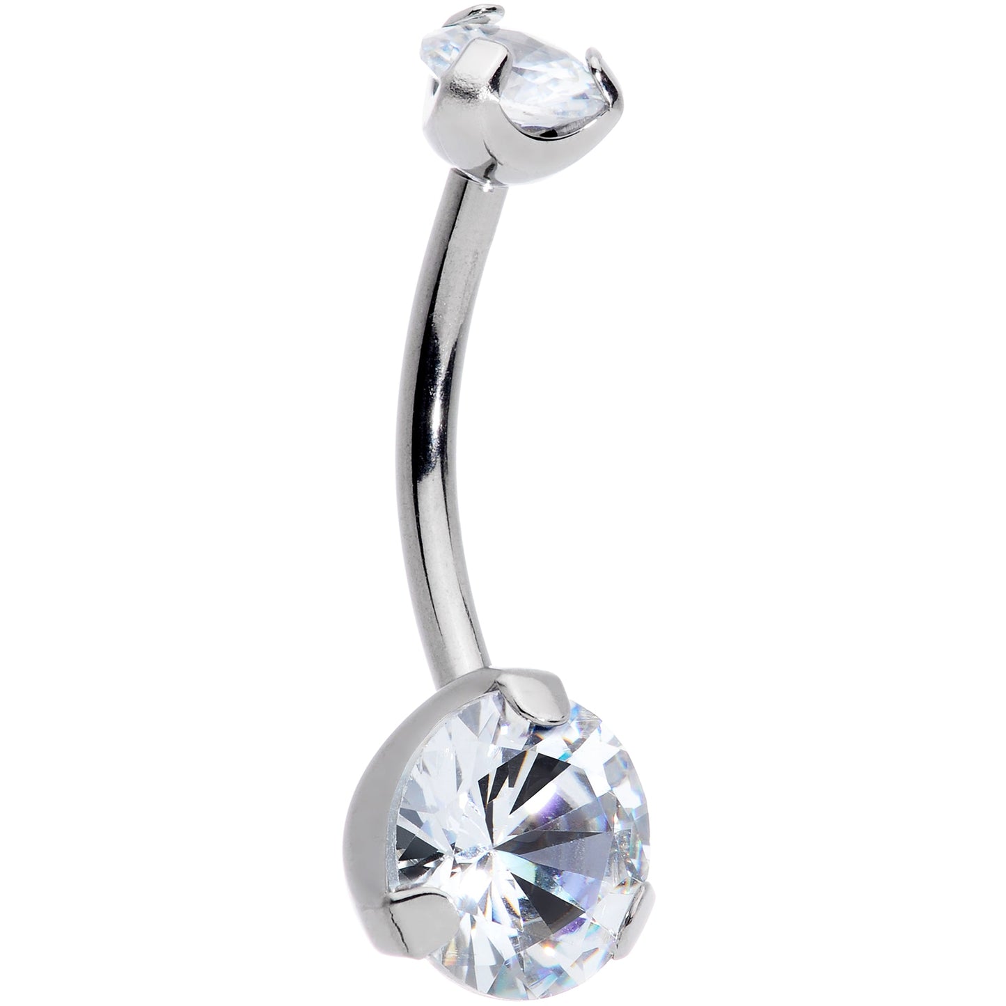 1/2 Clear CZ Gem Grade 23 Titanium Internally Threaded Belly Ring