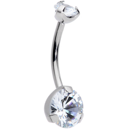 1/2 Clear CZ Gem Grade 23 Titanium Internally Threaded Belly Ring