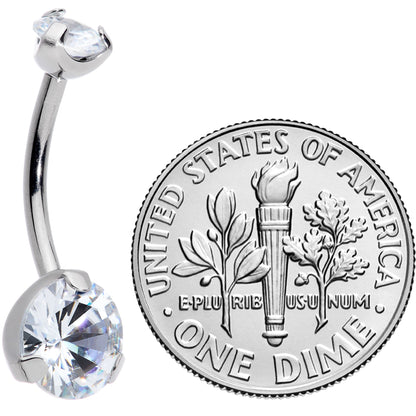 1/2 Clear CZ Gem Grade 23 Titanium Internally Threaded Belly Ring