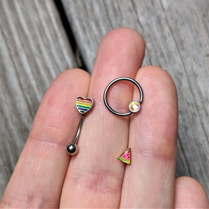 16G 3/8 Aurora Gem 4mm Disc BCR Ball Closure Ring
