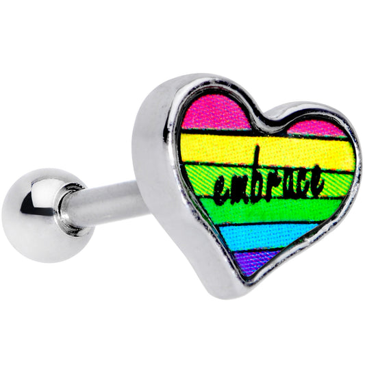 16G 1/4 Rainbow Embrace Pride Heart Cartilage Tragus
