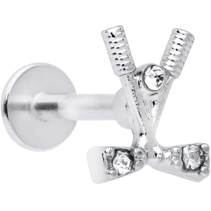 16G 5/16 Clear CZ Gem Crossed Golf Clubs Labret Monroe Tragus