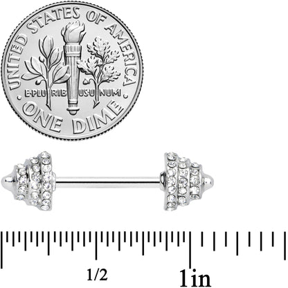 14G 9/16 Clear Gem Weightlifting Barbell Nipple Ring Set