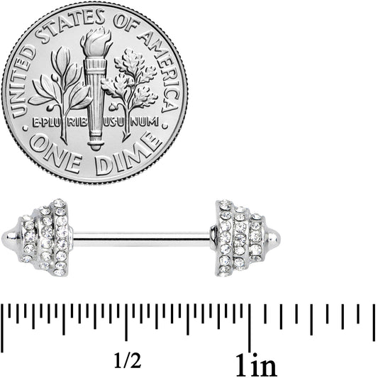 14G 9/16 Clear Gem Weightlifting Barbell Nipple Ring Set