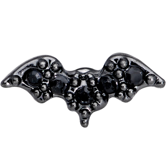 16G 1/4 Black Gem Black Bat Halloween Cartilage Tragus Earring