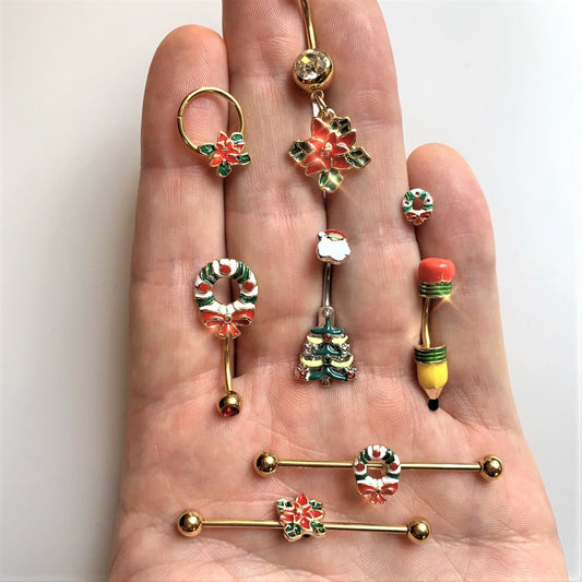 Get to Work Yellow Pencil Double Mount Belly Ring