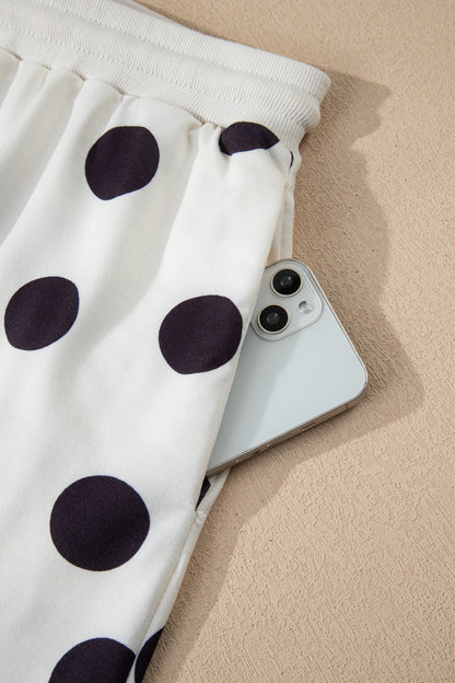 Polka Dot Pullover and Drawstring Shorts Set