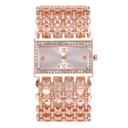 Women's Square Rhinestone Steel Band Watch