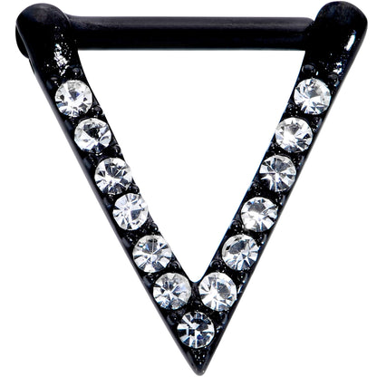 16G 5/16 Clear CZ Gem Black Sleek Triangle Septum Clicker