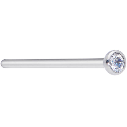 18G 3/4 Clear CZ Gem Grade 23 Titanium Fishtail Nose Ring 2.5mm