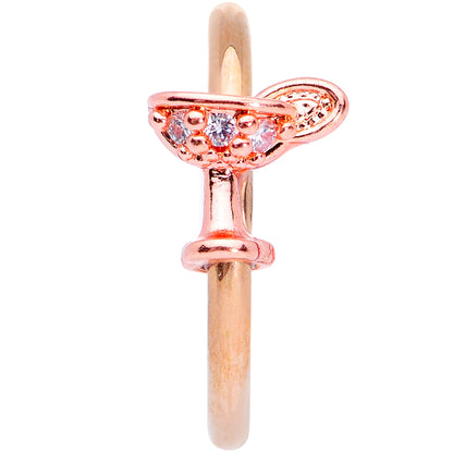 16G 3/8 Clear Gem Rose Gold Tone Cocktail New Year Septum Clicker