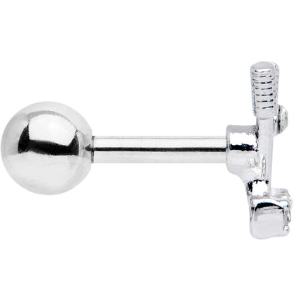 16G 1/4 Clear CZ Gem Crossed Golf Clubs Cartilage Tragus Earring