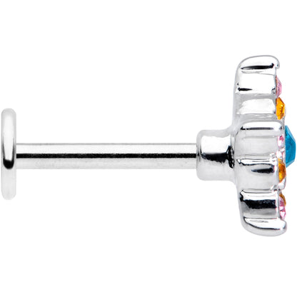 16G 3/8 Pink Yellow Blue Gem Showy Star Labret Monroe Tragus