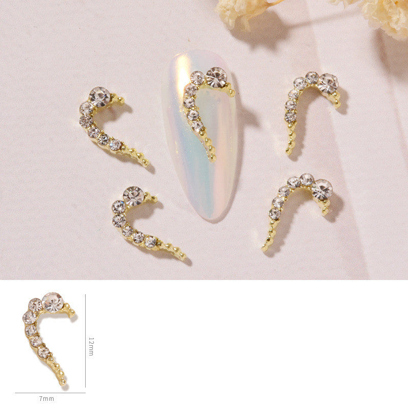 DIY Heart Alloy Rhinestone Nail Decorations