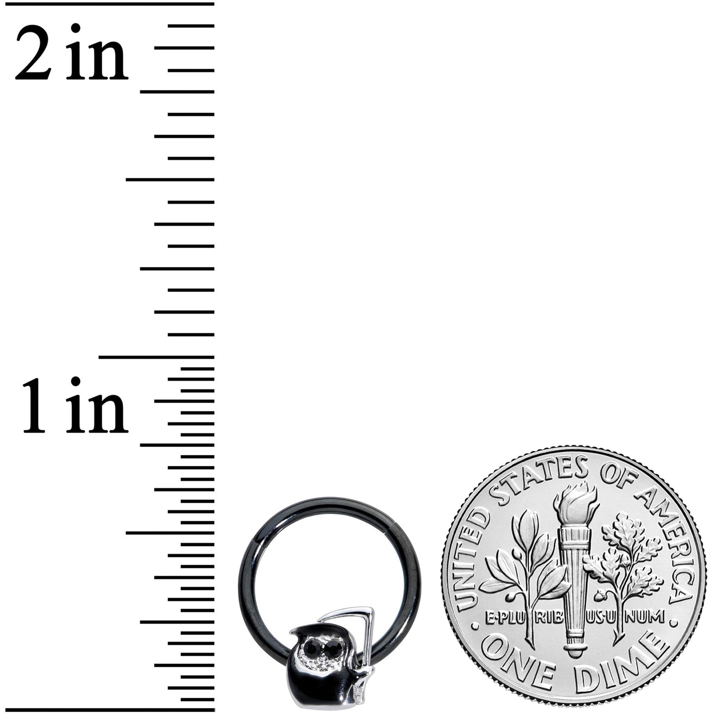 16G 3/8 Black Gem Grim Reaper Halloween Hinged Segment Ring