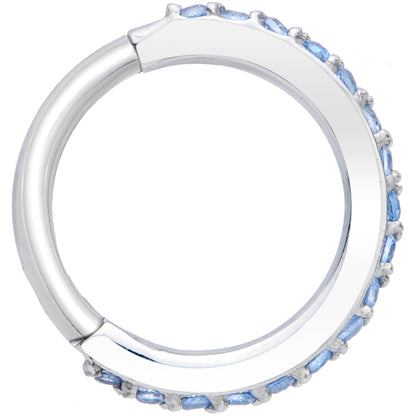 16G 5/16 Aqua CZ Gem Stainless Steel Hinged Segment Ring