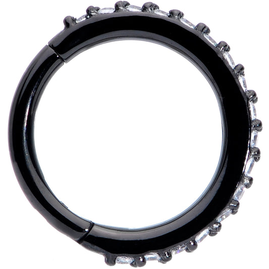 16G 5/16 Clear CZ Gem Black Plated Hinged Segment Ring