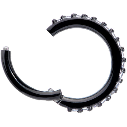 16G 5/16 Clear CZ Gem Black Plated Hinged Segment Ring