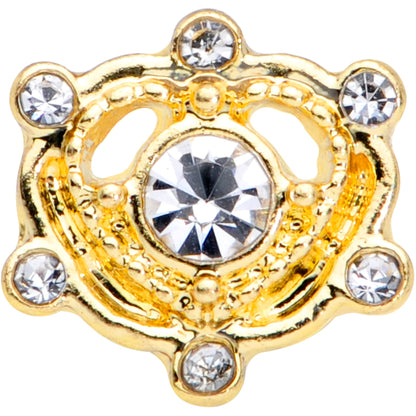 16G 1/4 Clear Gem Gold Tone Open Heart Cartilage Tragus Earring