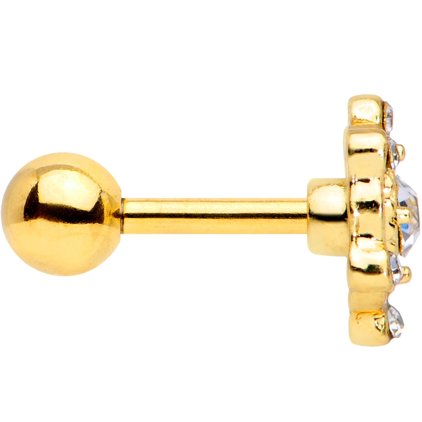 16G 1/4 Clear Gem Gold Tone Open Heart Cartilage Tragus Earring