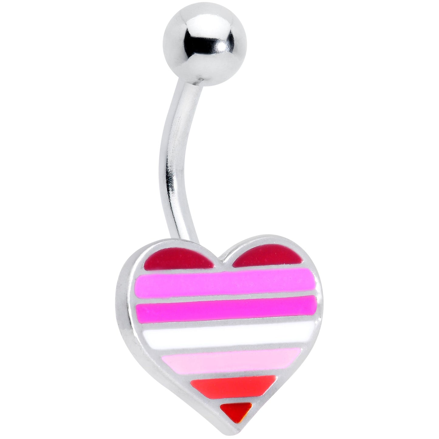 Red Pink White Lesbian Pride Heart Belly Ring