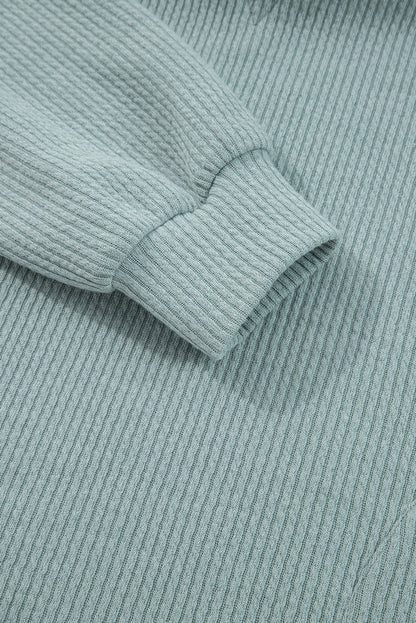 Solid Ribbed Drop Shoulder Hoodie