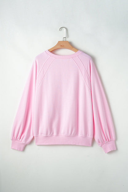 Valentine Hugs & Kisses Tinsel Embroidered Sweatshirt