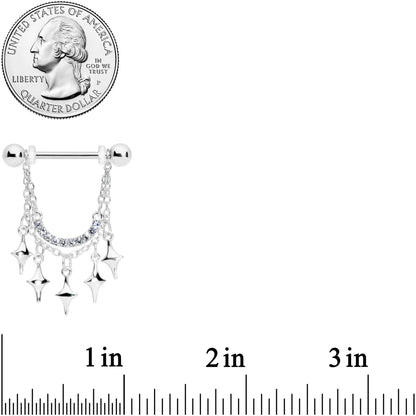 14G 9/16 Clear Gem Drama Dangle Nipple Ring Set