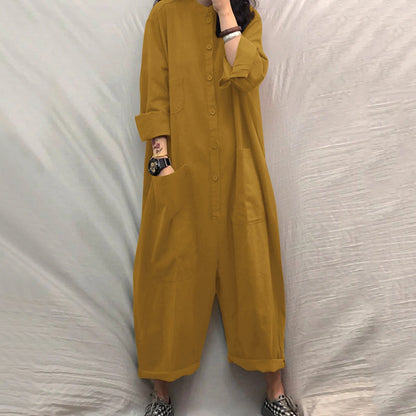 Plus Size Women's Jumpsuit With Multiple Pockets