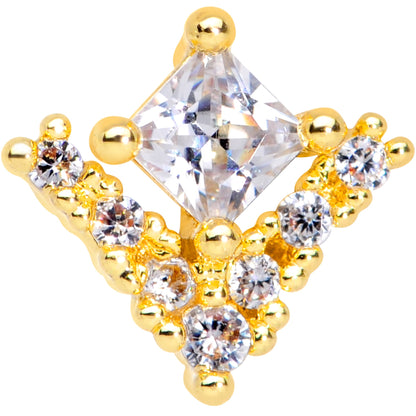 20G 5/16 Clear CZ Gem Gold Tone Chevron Nose Hoop