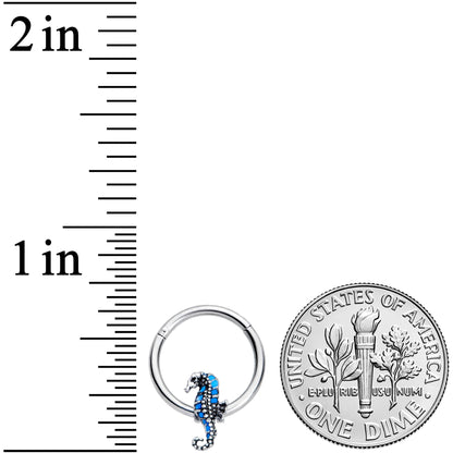 16G 3/8 Tiny Seahorse Nautical Hinged Segment Ring