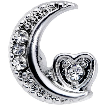 16G 1/4 Clear CZ Gem Moon Heart Cartilage Earring