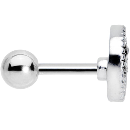 16G 1/4 Clear CZ Gem Moon Heart Cartilage Earring