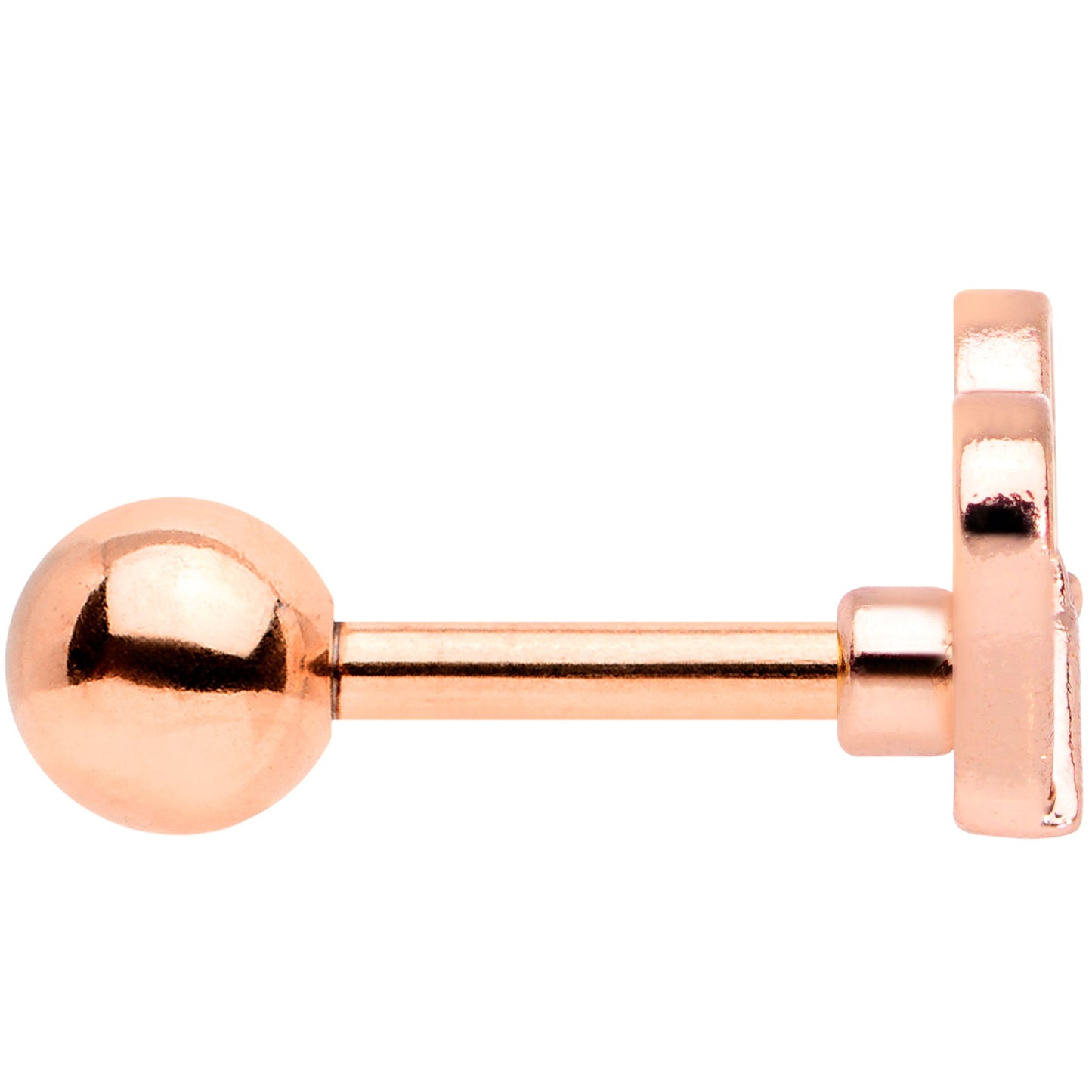 16G 1/4 Clear CZ Gem Rose Gold Tone Heart Cartilage Tragus