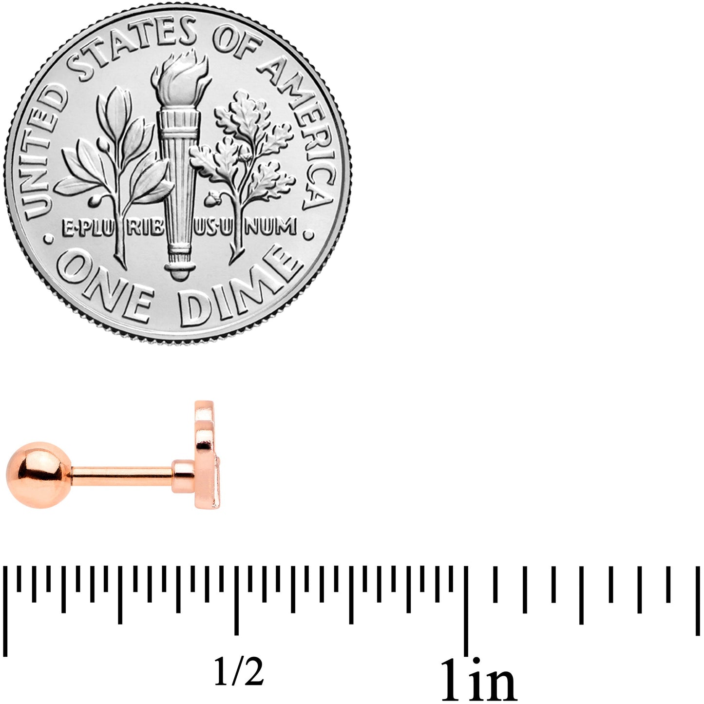 16G 1/4 Clear CZ Gem Rose Gold Tone Heart Cartilage Tragus