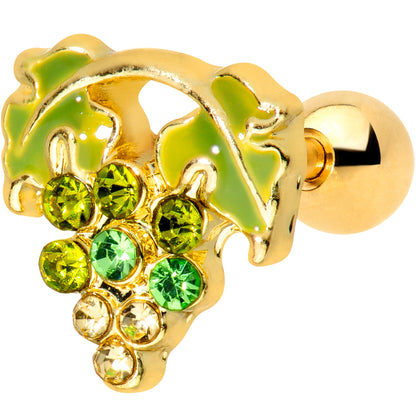 16G 1/4 Green Gem Gold Tone Bunch of Grapes Cartilage Tragus