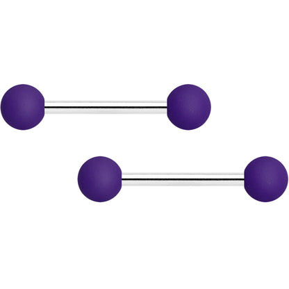 14G Purple Peach Matte Barbell Nipple Ring Set of 4