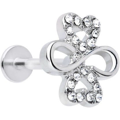16G 5/16 Clear Gem Shamrock St Patricks Day Labret Monroe Tragus