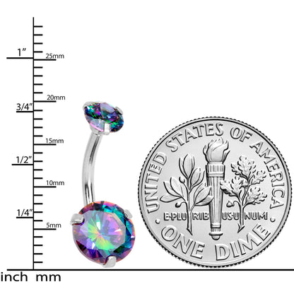 Vitrail CZ Gem Duo Internally Threaded Belly Ring