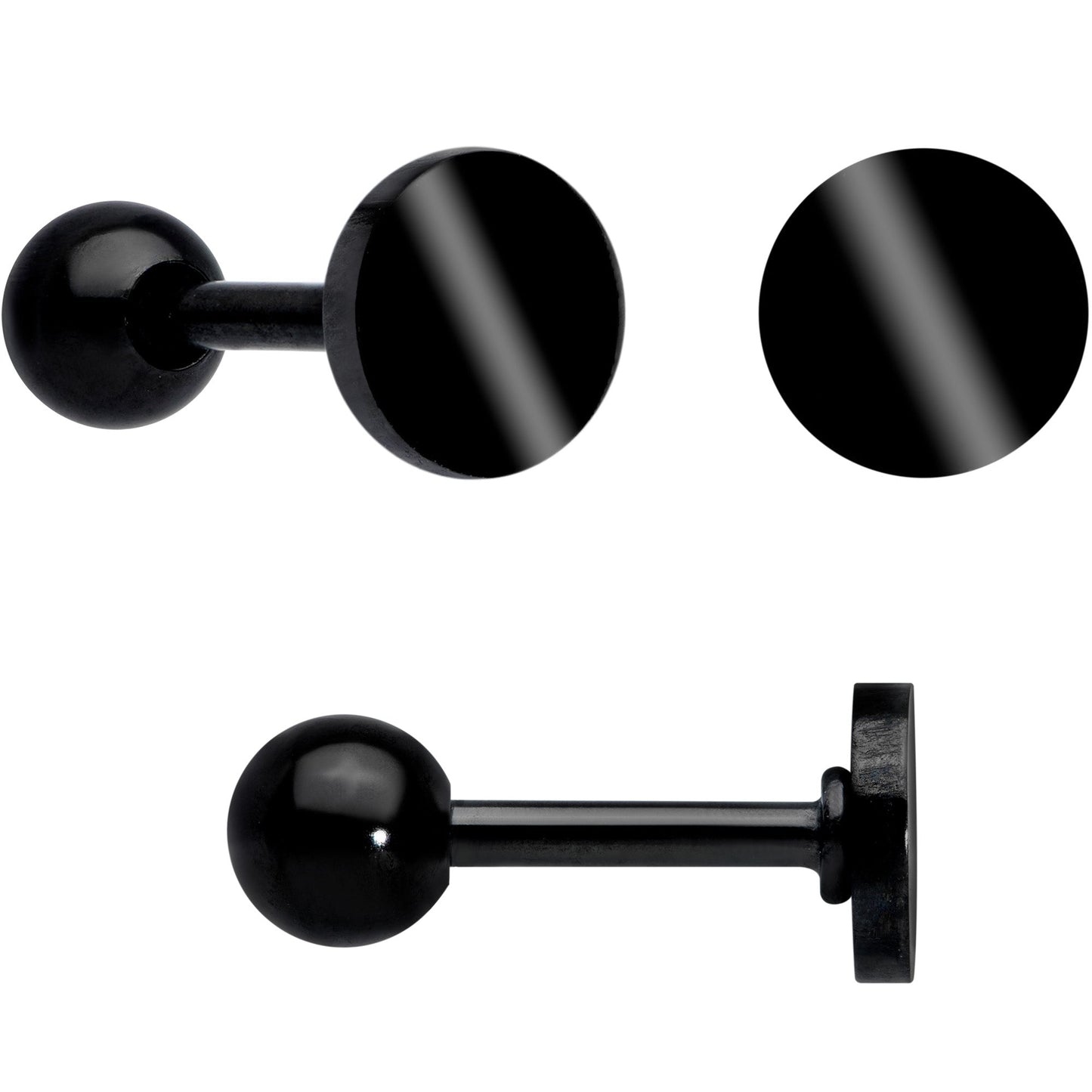 18G Clear CZ Gem Black Heart Cartilage Tragus Set of 8