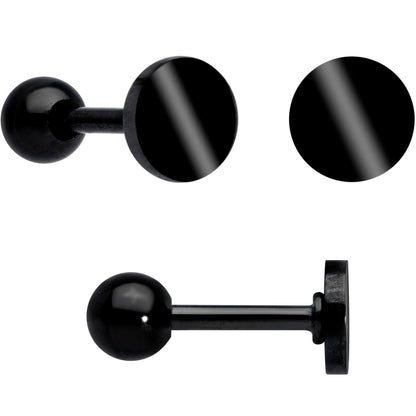 18G Clear CZ Gem Black Heart Cartilage Tragus Set of 8
