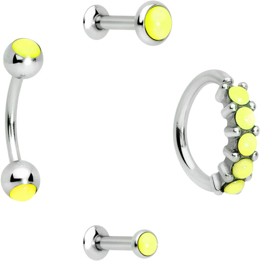 16G Green Orb Septum Labret Cartilage Tragus Set of 4
