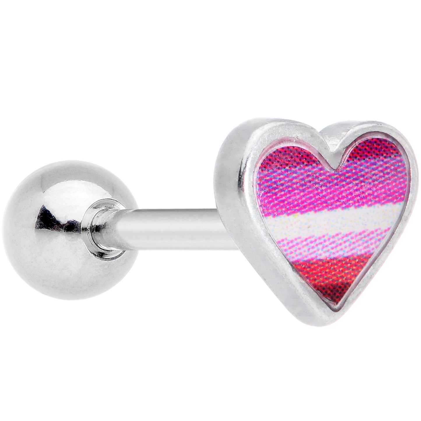 16G 1/4 Lesbian Pride Heart Cartilage Tragus Earring