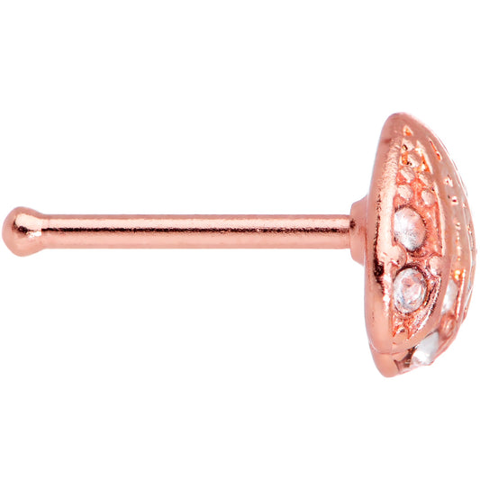 20G 1/4 Clear Gem Rose Gold Tone Shell Nose Bone