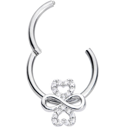 16G 3/8 Clear Gem Heart Shamrock St Patricks Hinged Segment Ring