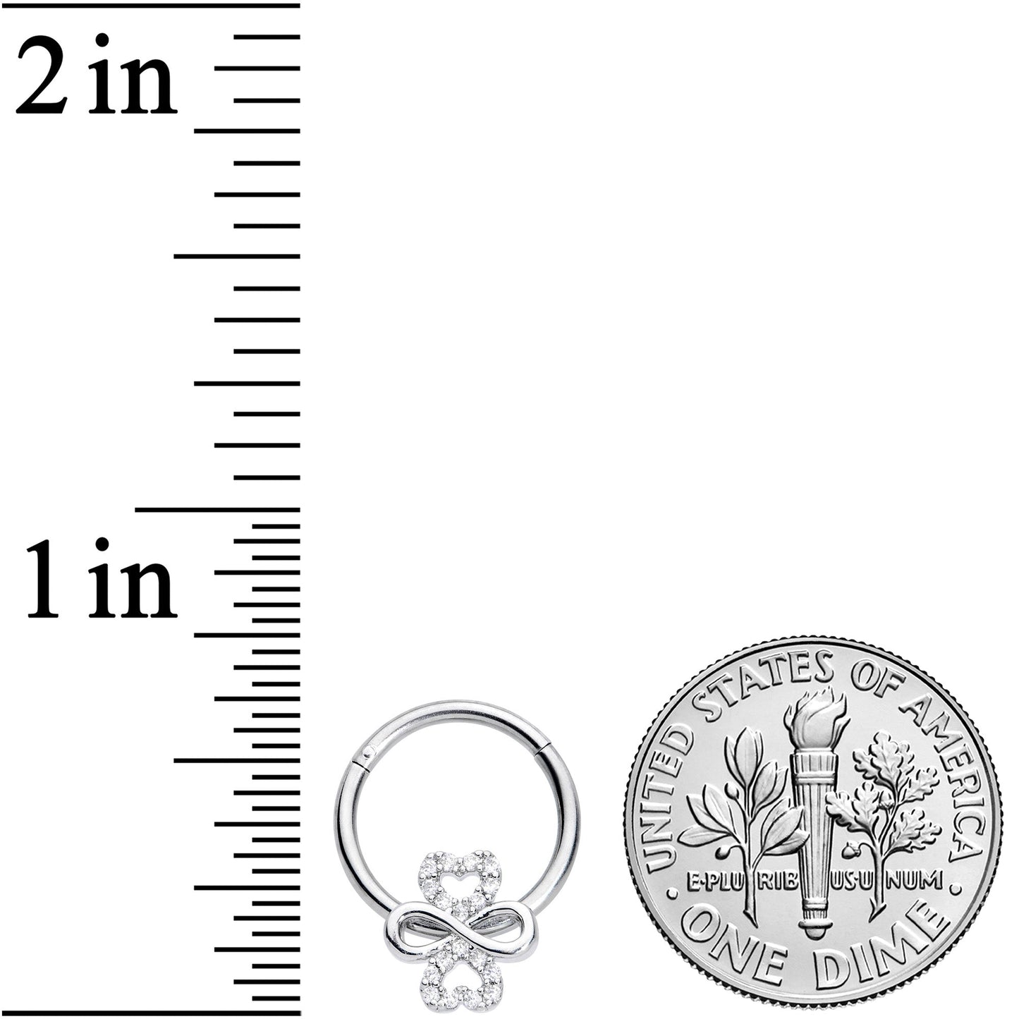 16G 3/8 Clear Gem Heart Shamrock St Patricks Hinged Segment Ring