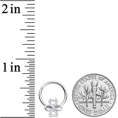 16G 3/8 Clear Gem Heart Shamrock St Patricks Hinged Segment Ring