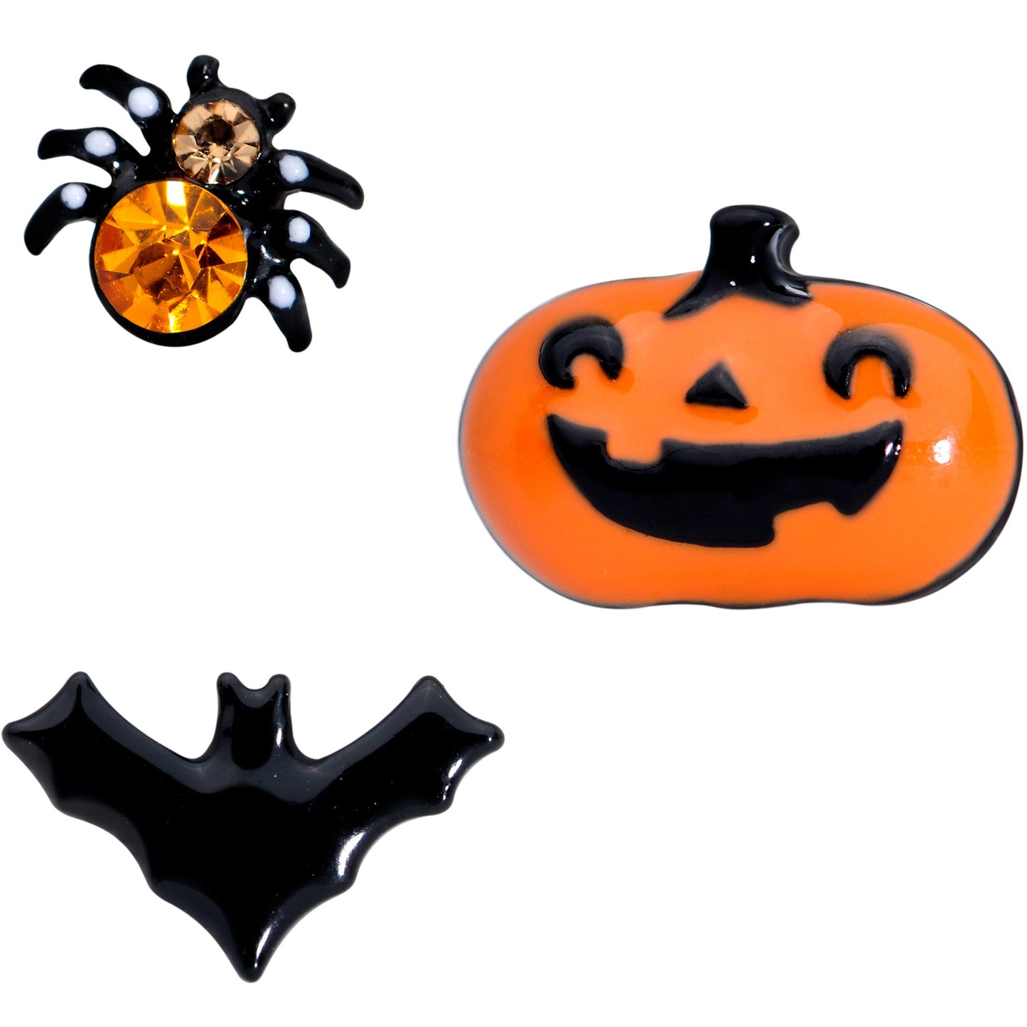 16G 1/4 Orange Gem Halloween Bat Cartilage Tragus Set of 3